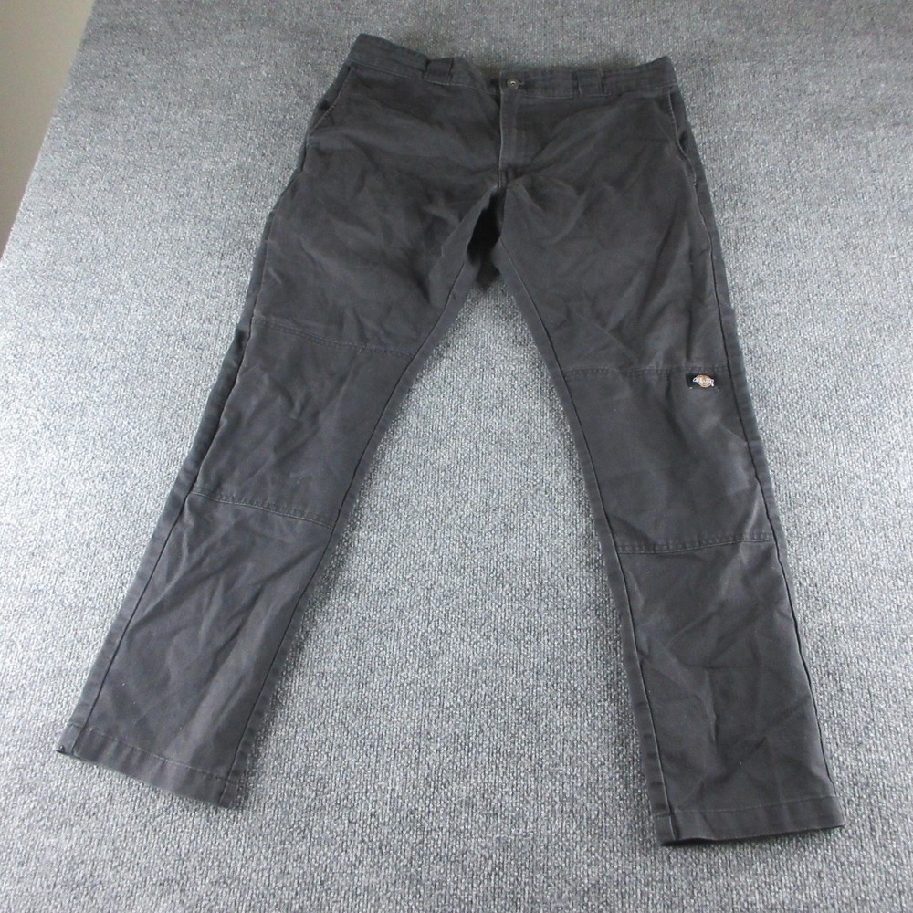 Dickies Pants Mens 36x31 Black Skinny Straight Stretch Workwear Double Knee